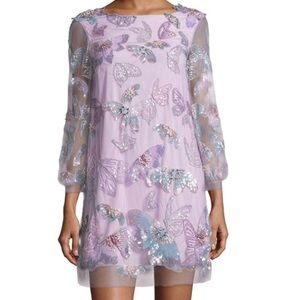 Marchesa Notte Butterfly tunic cocktail dress